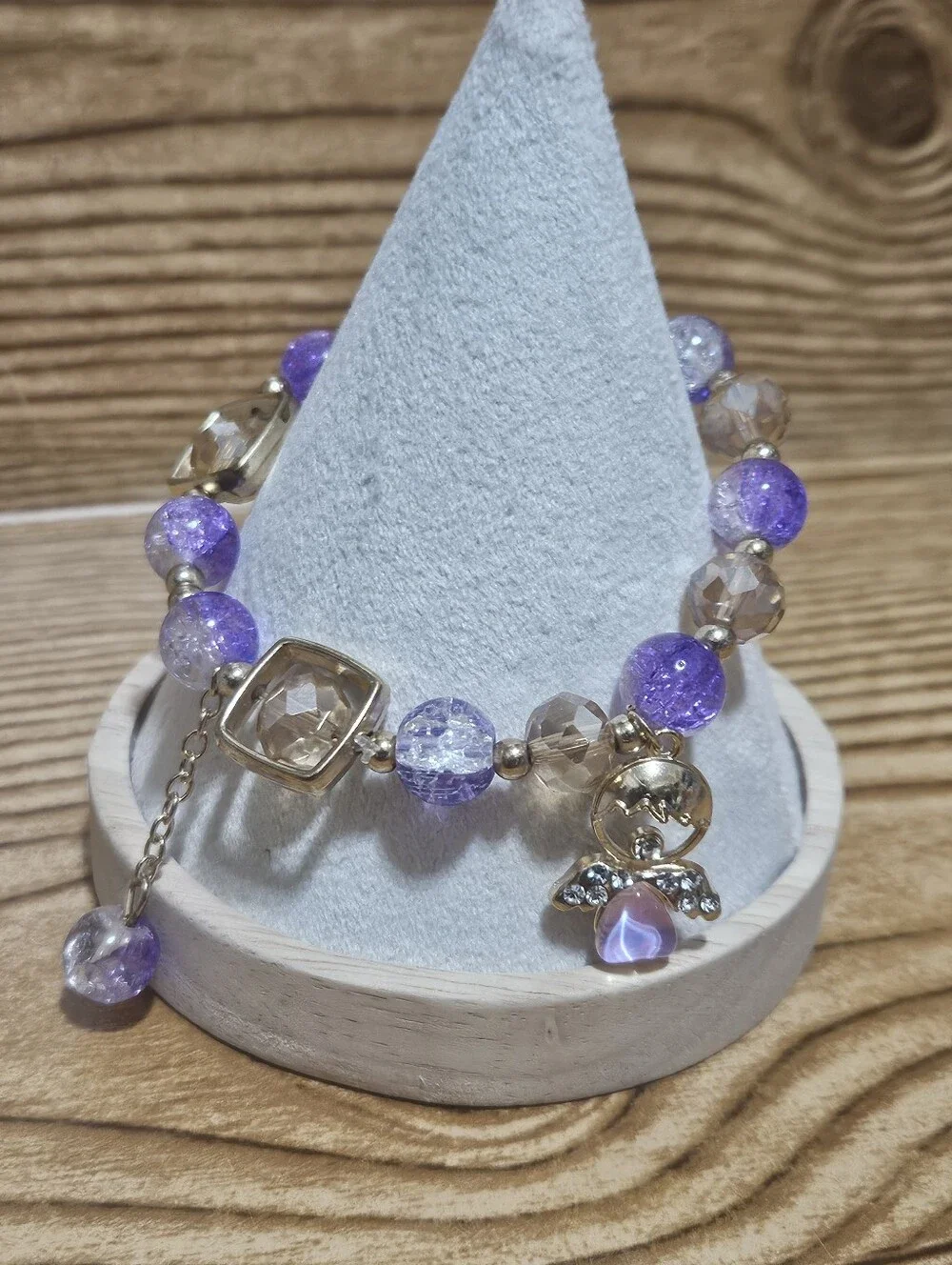 Purple Tone bracelet With Angel Dangle Charm